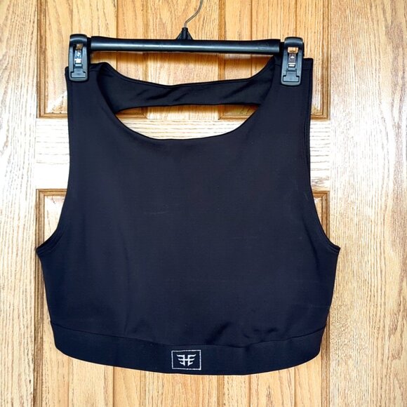 Heroine Sport black open back sports bra XL high front crop - Picture 1 of 3